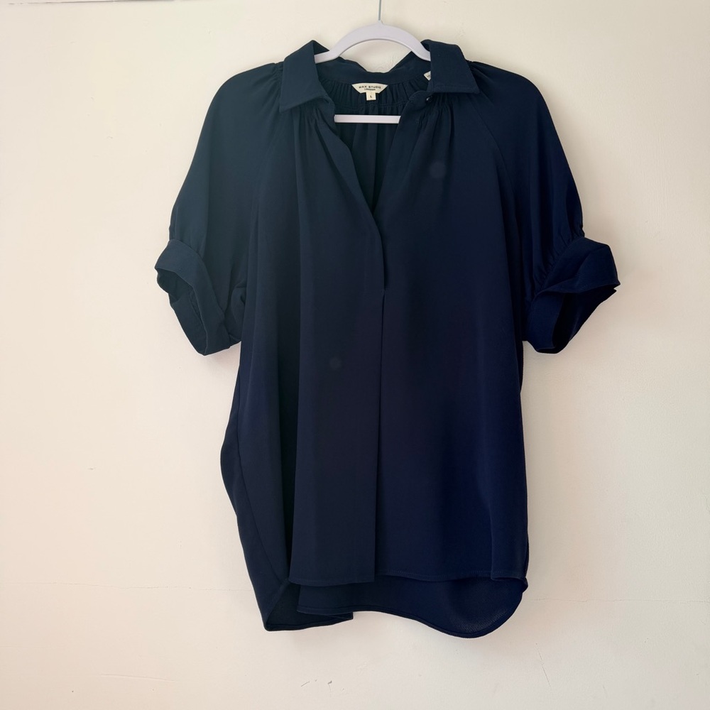 Max Studio Size Large Navy Blue Blouse